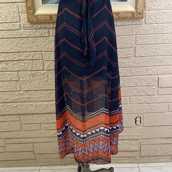 🌹No Tags Tribal Border Print Hi Low Wrap Dress - Picture 8 of 13
